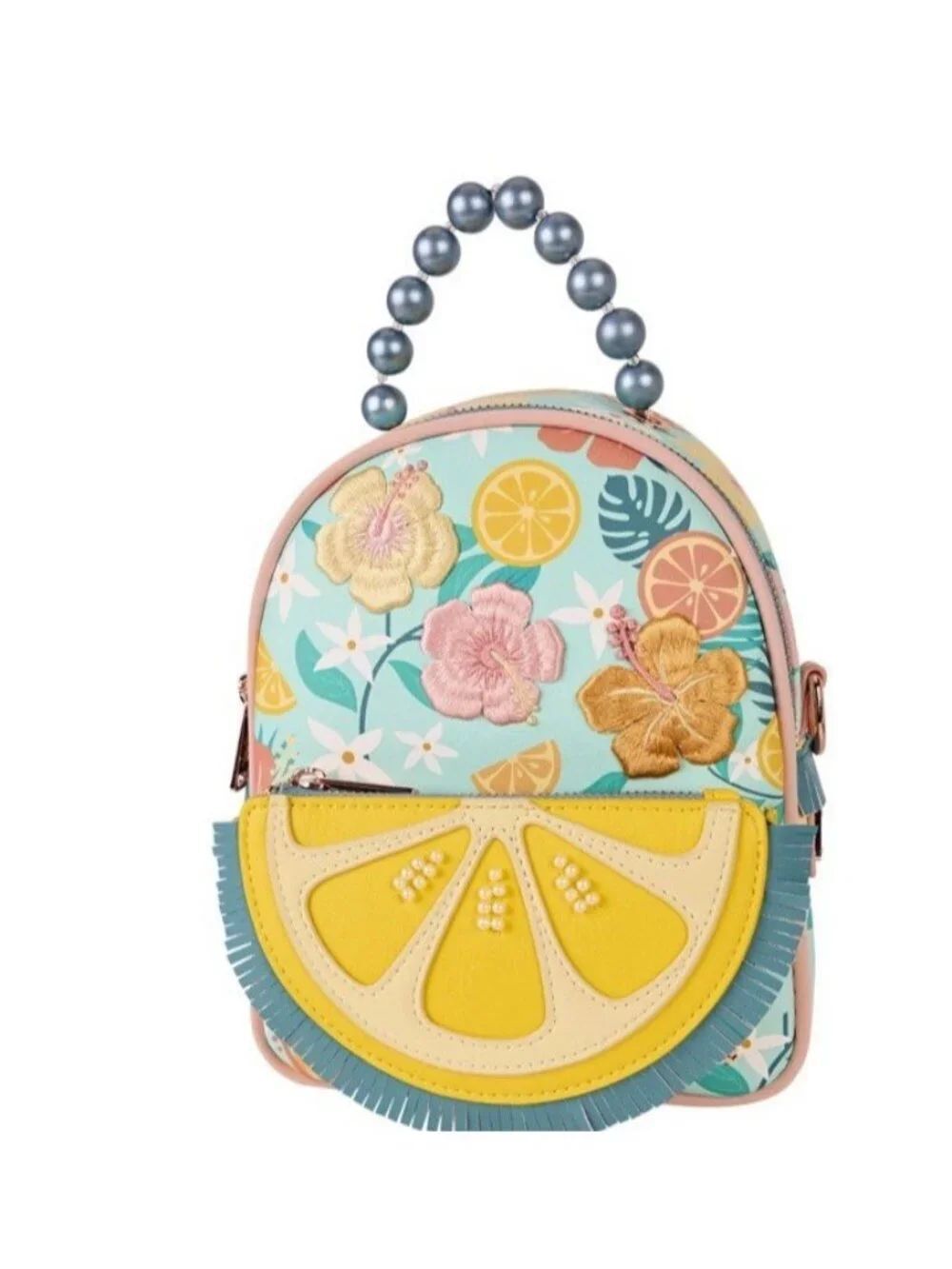 Loungefly Tropical Lemon Floral Convertible Mini Backpack & Crossbody Bag NWT
